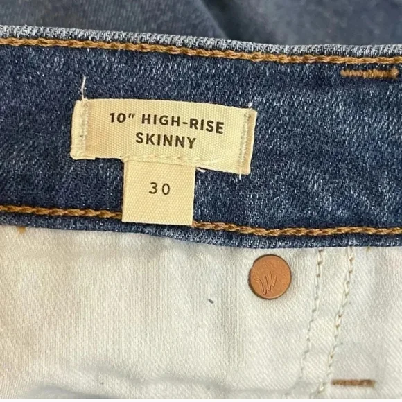 Madewell 10” High Rise Blue Skinny Jeans - Size 30 - Picture 4 of 6
